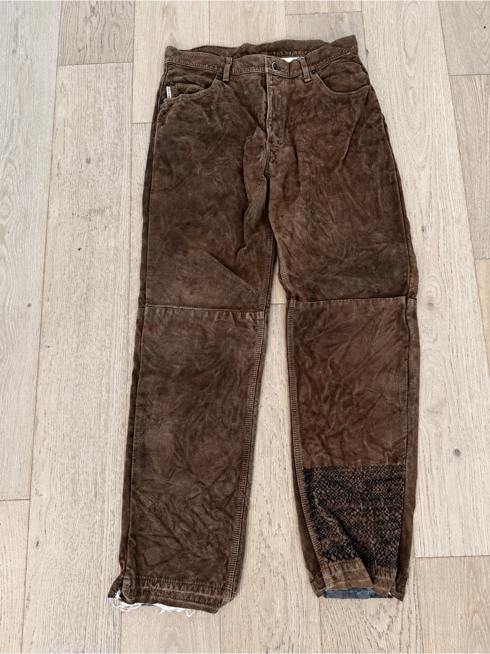 Vintage Skott’s Suede Men’s 34 100% Leather Pants Custom Sashiko Distressed Y2K